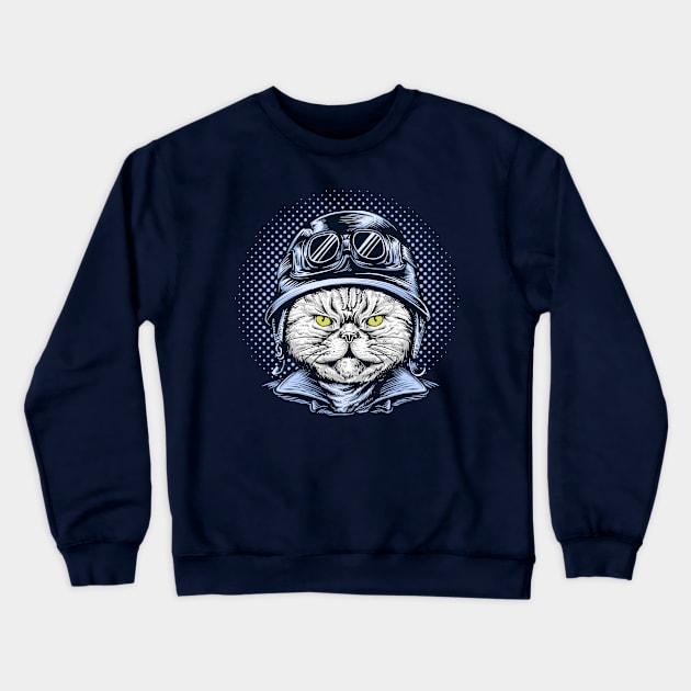 Biker cat Crewneck Sweatshirt by AdriaStore1